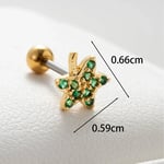 Green / 1 Piece Simple Series Star Titanium Steel   Gold Color Zircon Women's Stud Earrings 